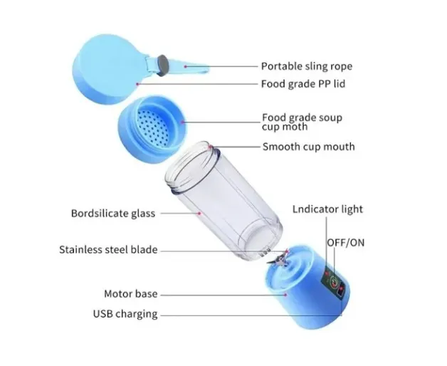 Licuadora Portátil Batidos Y Jugos 380ml Recargable Termo