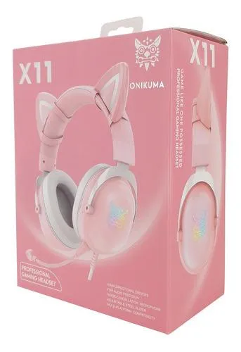 Audifonos Diadema Gamer Onikuma Original X11 Rosa Con Luz Rgb Led