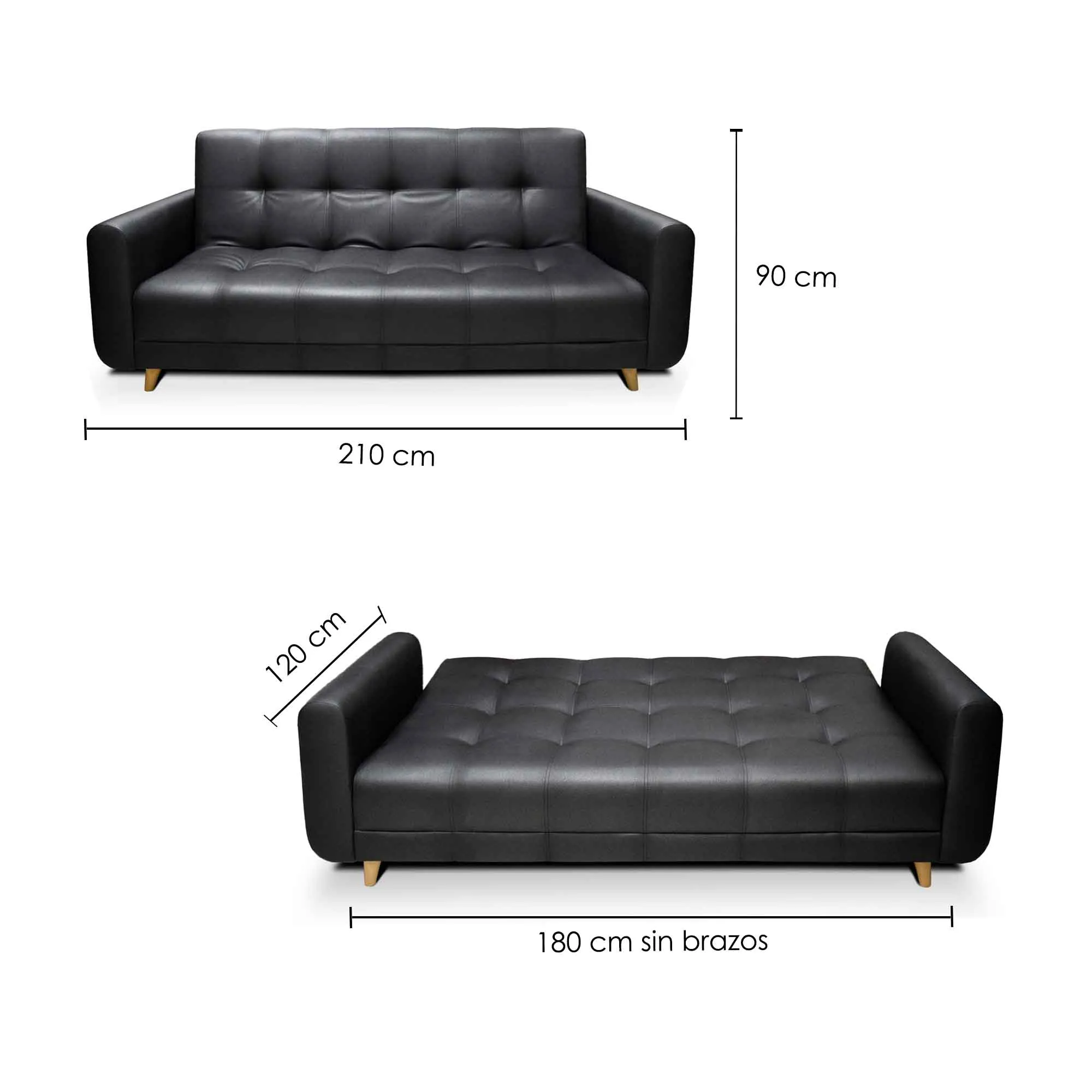 Sofa Cama Comfort Sistema Clic Clac Color Negro