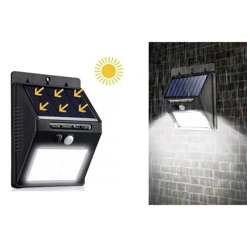 Lampara Interactiva de Pared Panel Solar Luz Blanca Sensor 30 Leds