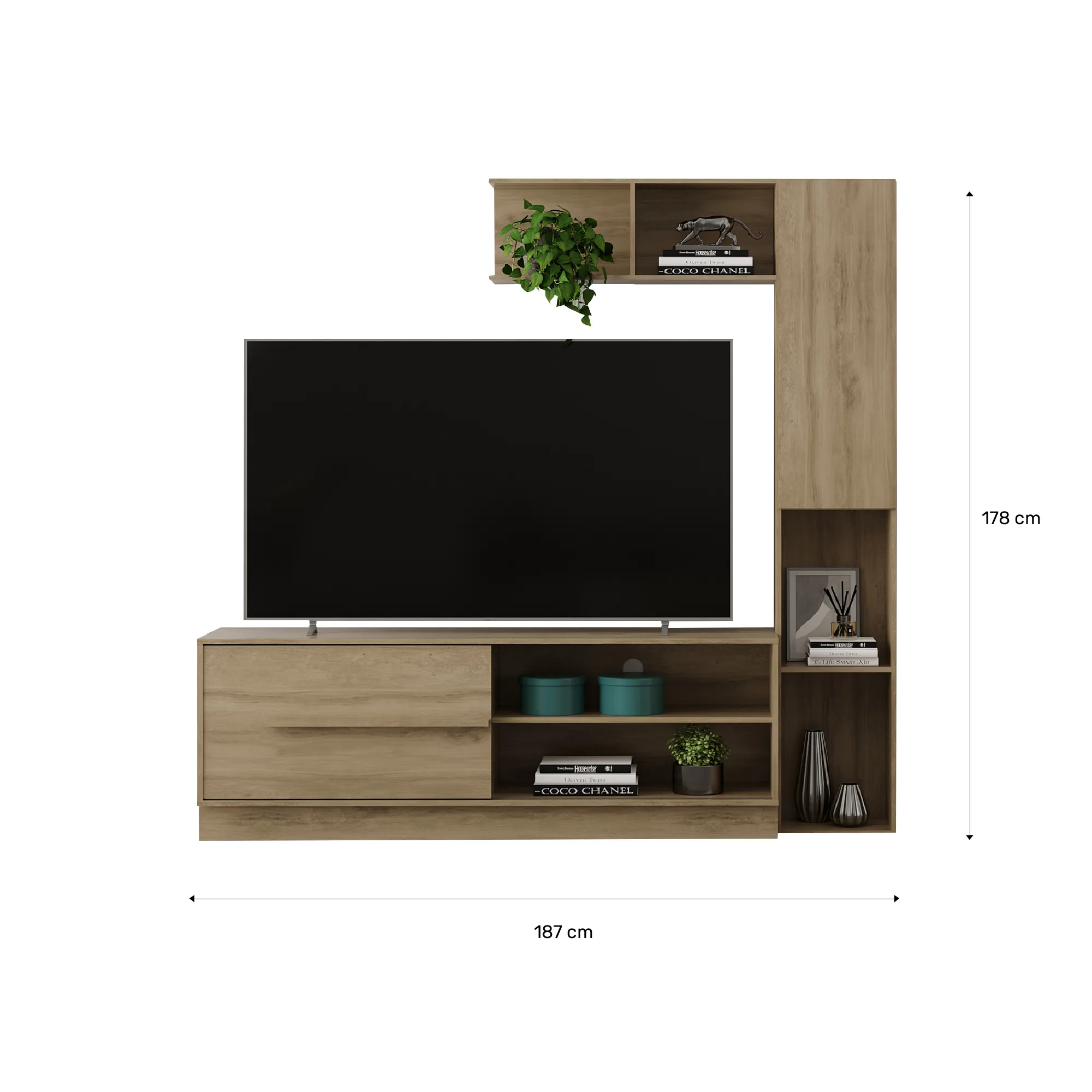 Combo Mueble TV 60" MDP Color Noce