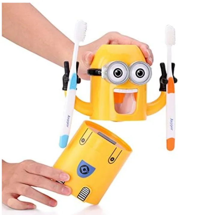 Dispensador De Crema Dental Minions Para Niños Porta Cepillo