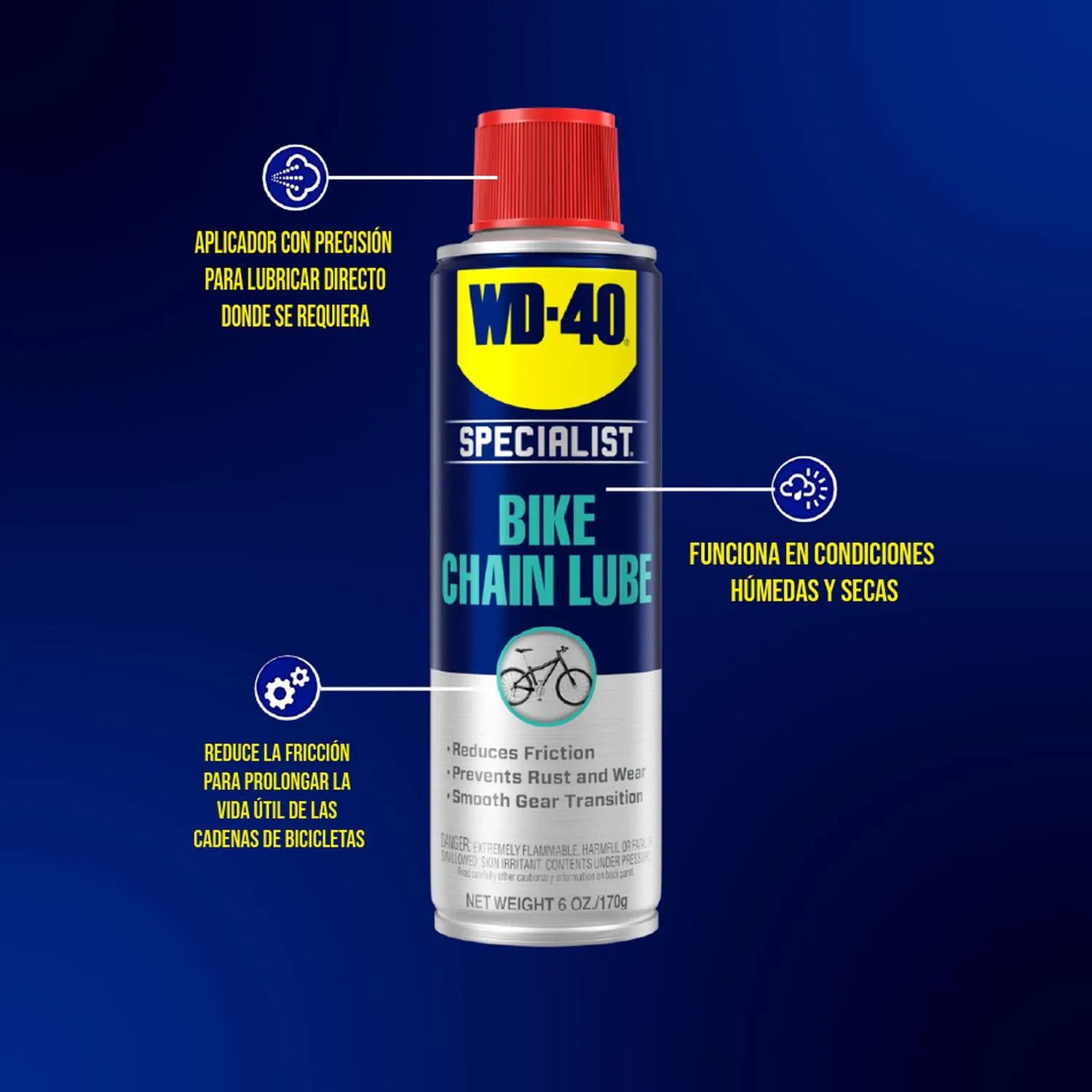 Lubricante Cadena Todas Las Condiciones WD-40 Bike 170 Gr