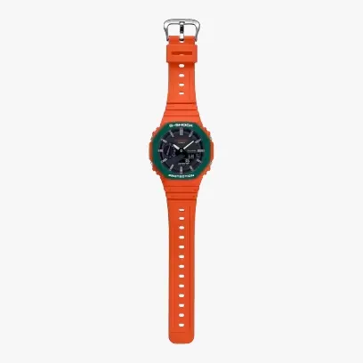 Reloj Original Unisex Casio Ga-2110sc-4adr G-shock Color De La Correa Naranja Color Del Bisel Verde Color Del Fondo Negro 