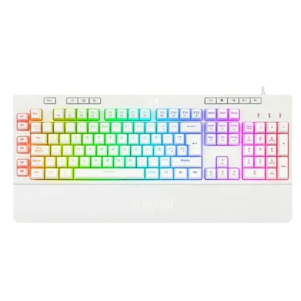 Teclado Redragon Shiva White K512w-Rgb, Membrana Keyboard Color Blanco