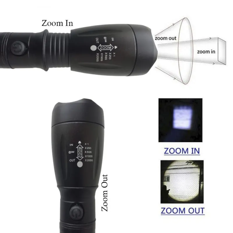 Linterna Recargable Luz LED 5 modos Zoom Power Style TNA-1