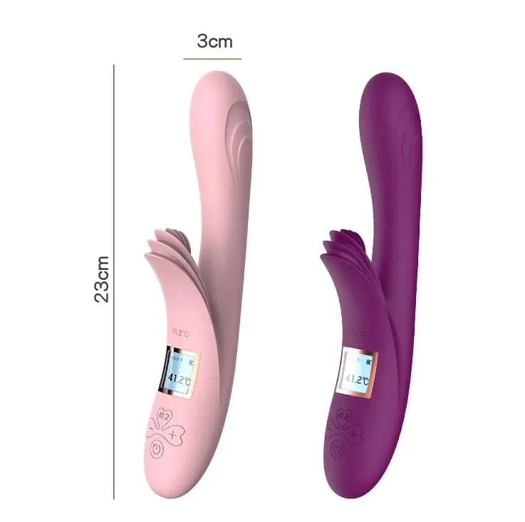 Vibrador Doble Estimulación Con Lengua Pantalla LED Y Calefacción Lila