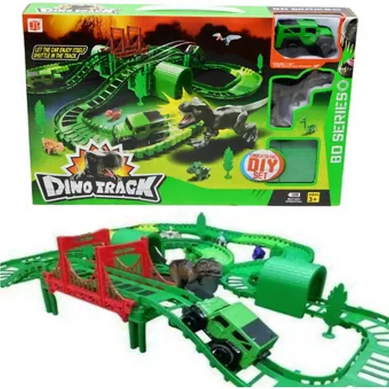 Pista De Tiranosaurio Rex Dinosaurio Carro Juguete + Bateria