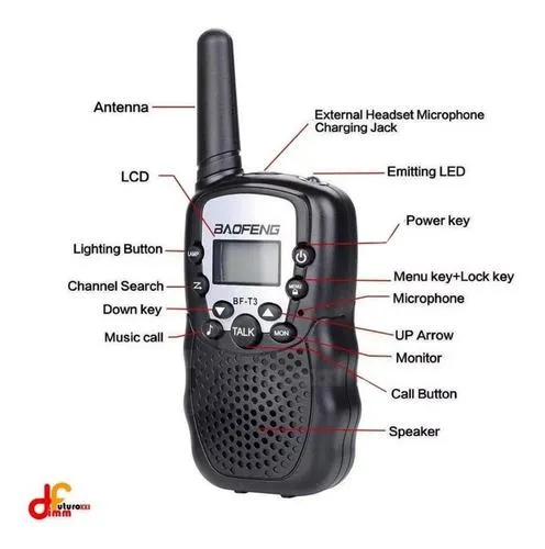 Radio Mini Walkie Talkies Bf T3 X 2 Baofeng Negro 22 Canales Pareja