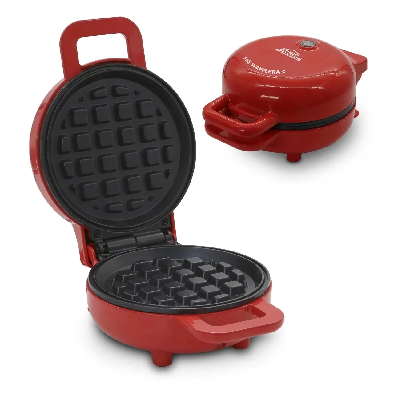 Mini Wafflera Eléctrica Roja Antiadherente Home Elements