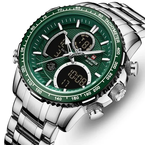 Reloj Naviforce Original Nf9182 Plateado Verde