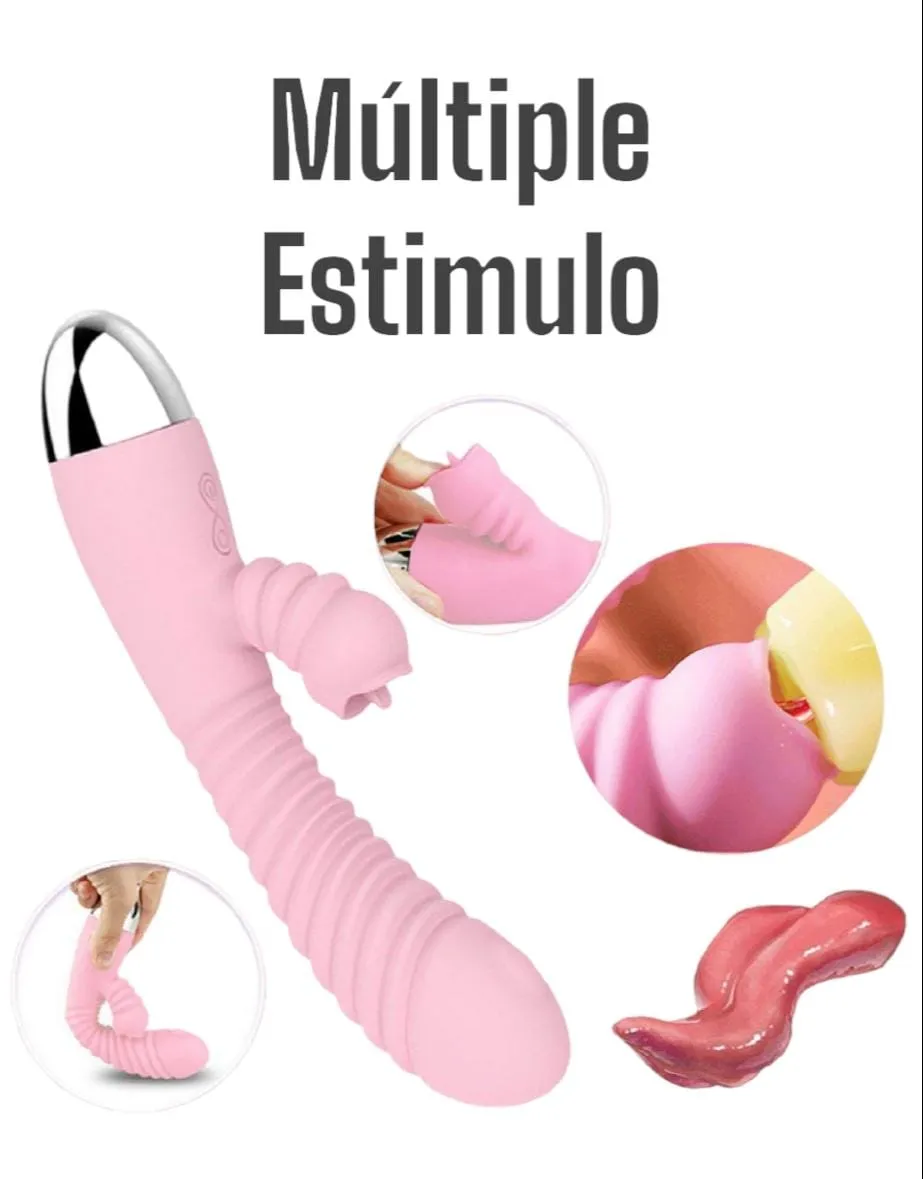 Vibrador Doble Estimulacion Con Lengua Y Calefaccion Pink