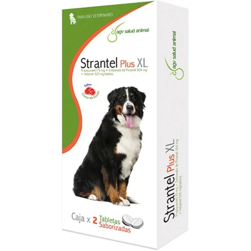 Strantel Plus Xl Antiparasitario Perros Mayor A 35Kg Tableta Saborizada