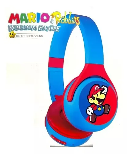 Audífonos Diadema Mario Bros Bluetooth Micrófono Recargables Ev301