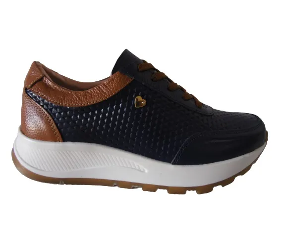 Tenis Tipo Sneakers En Cuero Para Mujer CALZADO GUERREROS LF-001 Azul