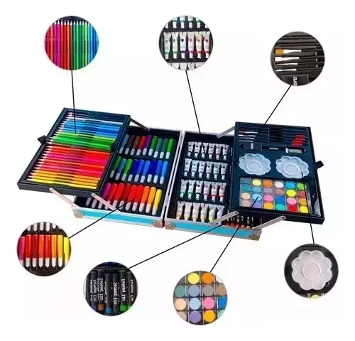 Set Creativo, Kit Dibujo Arte, Maleta Metalica X 145pcs