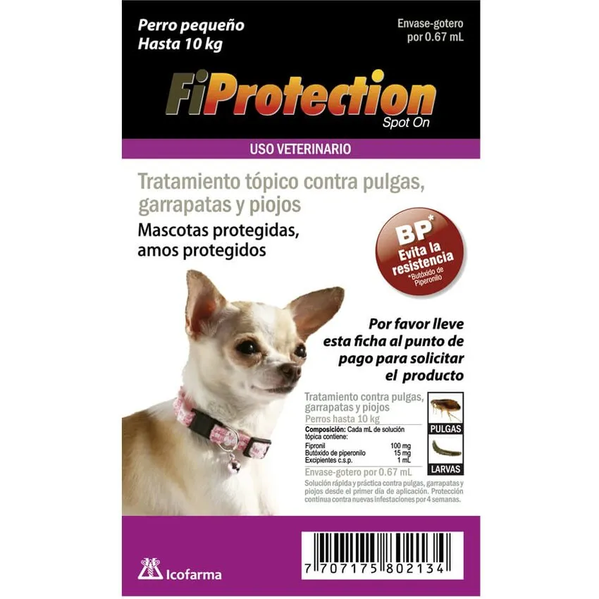 Fiprotection Control Pulgas Garrapatas Perros Hasta 10Kg 0.67Ml