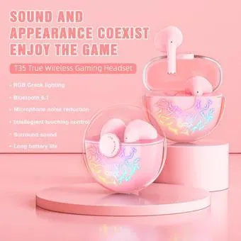 Auriculares ONIKUMA Original Rosado Gaming Earbuds Inalámbricos Bluetooth   T35 Audífonos