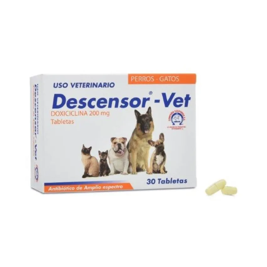 Descensor Vet Antibiotico Perros Gatos Caja X30 Tabletas