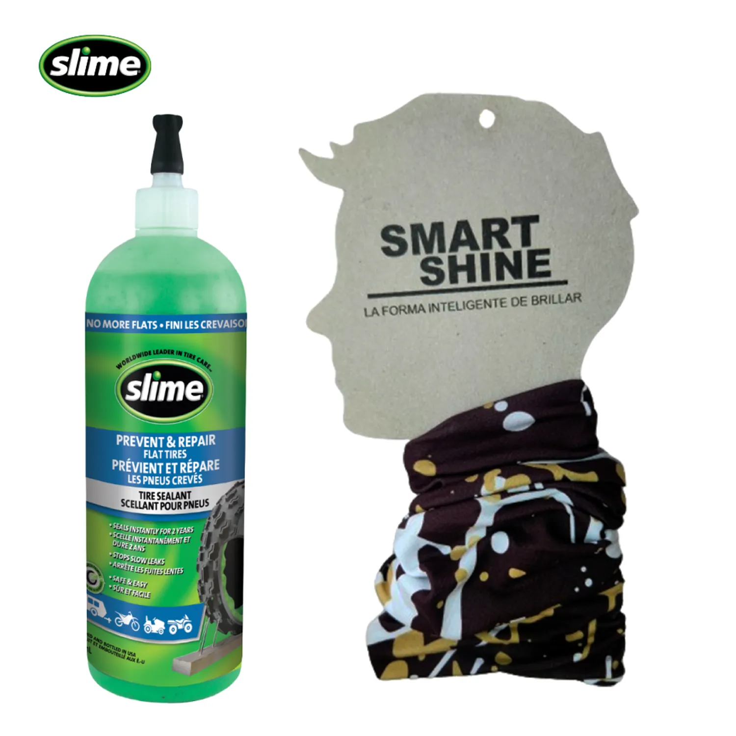 kit Antipinchazos Para Llantas Tipo Sellomatic Slime 16 Oz + Cuellero Tipo Buff en Microfibra