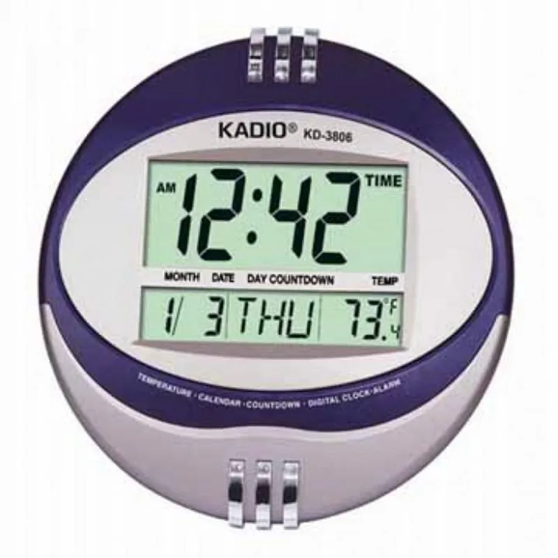 Reloj Digital Ovalado Alarma Tempe Fecha De Pared