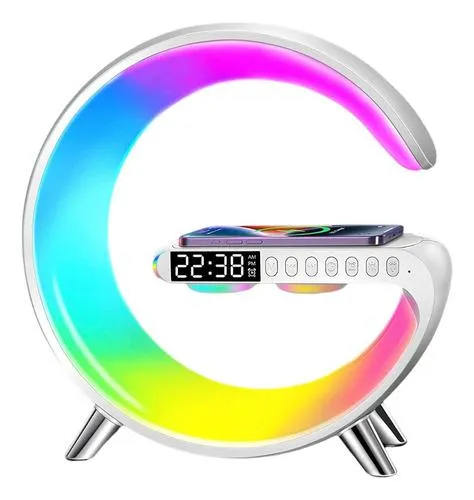 Parlante Lampara Cargador Inalámbrico Rgb Reloj App Bt G