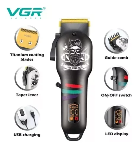 Vgr Cortapelos Profesional Negro Blanco Barber Clipper V-699