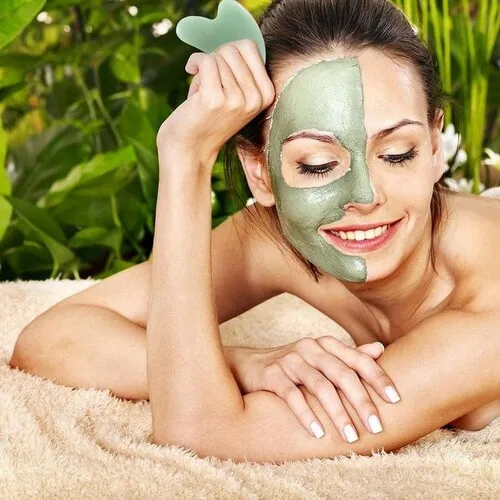 Guasha Cuarzo Jade 100% Natural Masajeador Facial