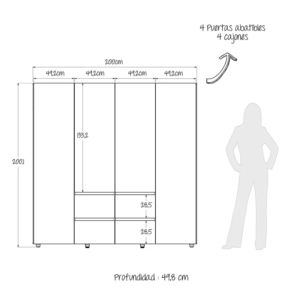 Armario Closet Bertolini Color Blanco Con Niebla