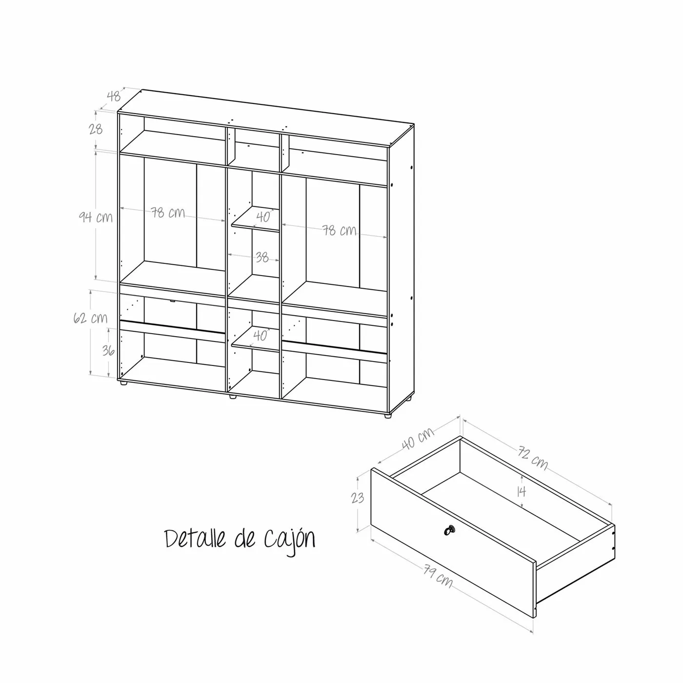 Armario Closet Con Espejo Branco Bertolini - Duna