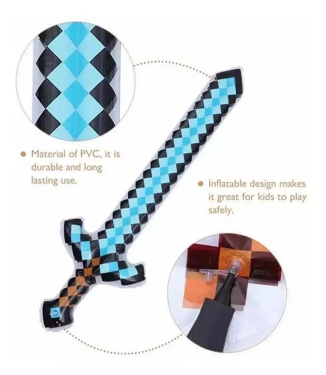 Espada Minecraft De Diamante 60 Cm Inflable Juguete Niños