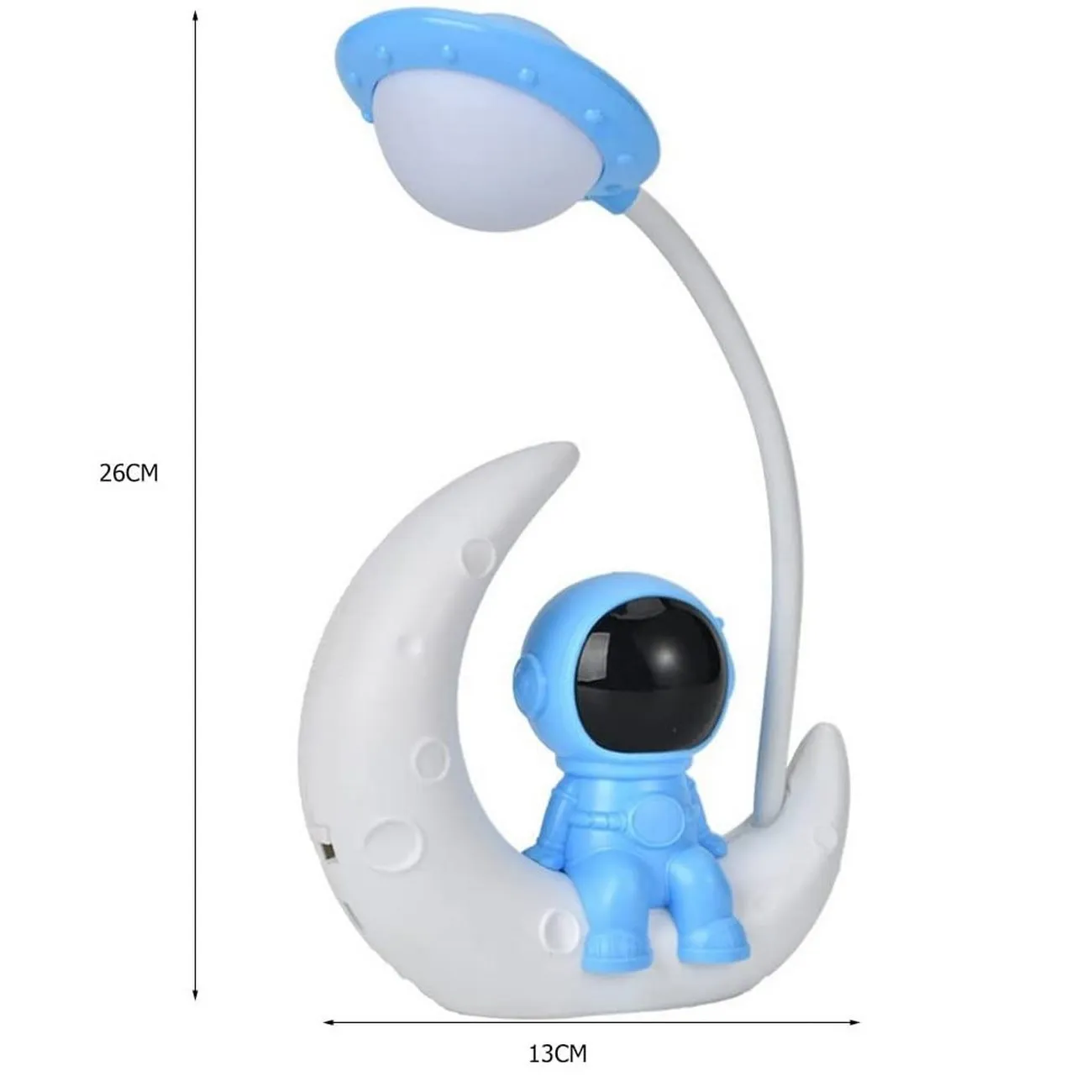 Lampara Luna Astronauta 3d Recargable Escritorio Mesa Azul