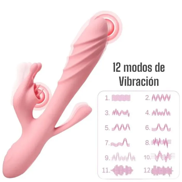 Vibrador Consolador 3 En 1 Triple Estimulacion Y Lengua Con Calefaccion