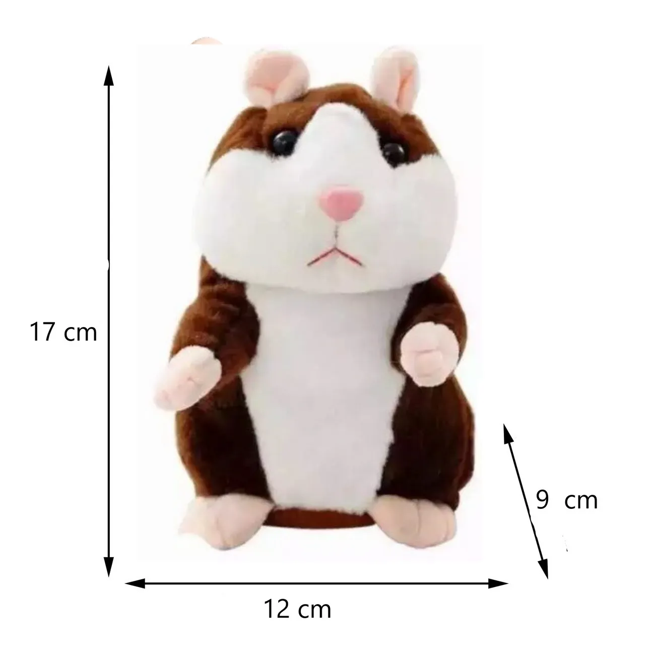 Juguete Peluche Hamster Marrón Oscuro Habla Repite Lo Que Dices + Baterias