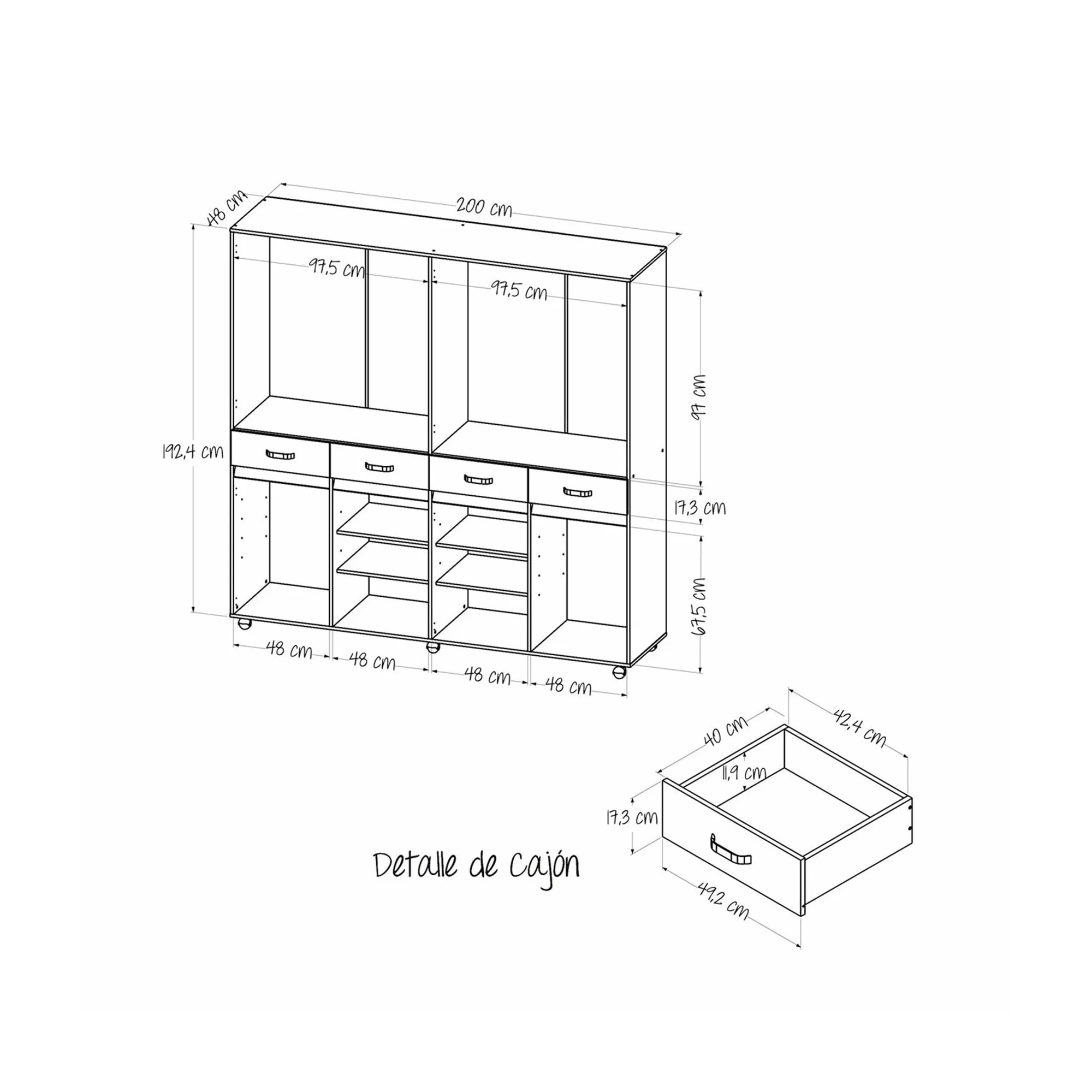 Armario Closet Cuatro Puertas Quadro Bertolini - Caramelo