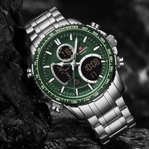 Reloj Naviforce Original Nf9182 Plateado Verde