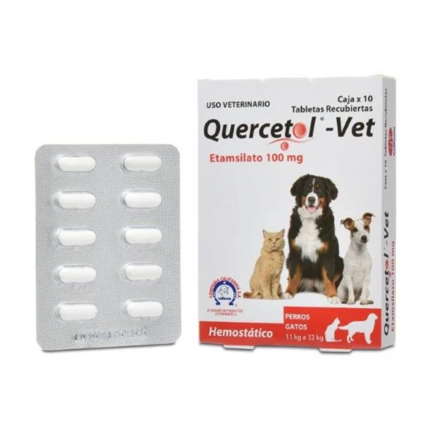 Quercetol Vet Madurador Plaquetas Perros Gatos 100Mg X10 Tab