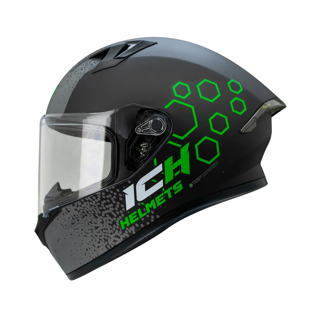 Casco Integral ICH 503_Sp Royalty Negro Mate Verde Neon L