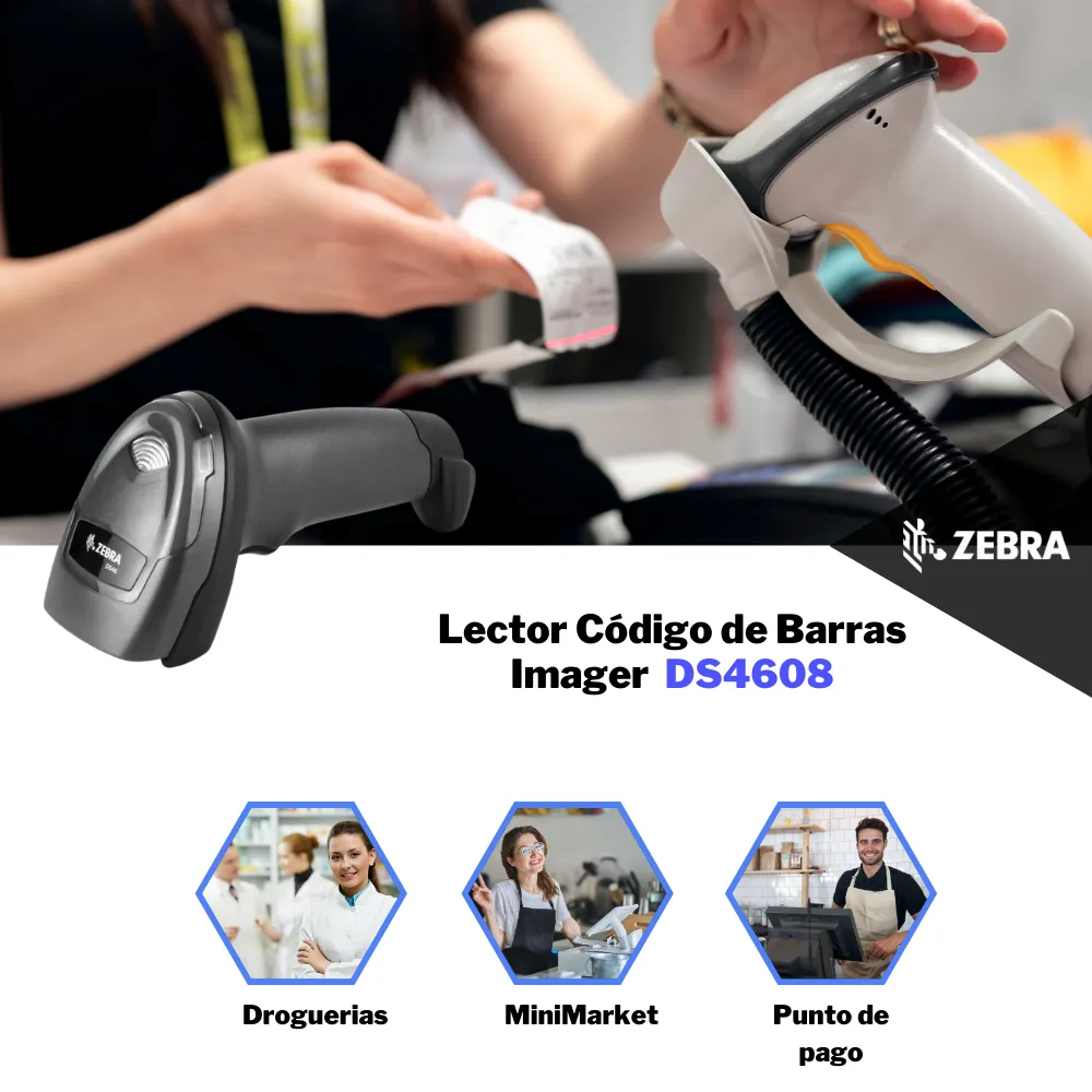 Lector De Codigos De Barras Zebra Ds4608 Usb Con Soporte