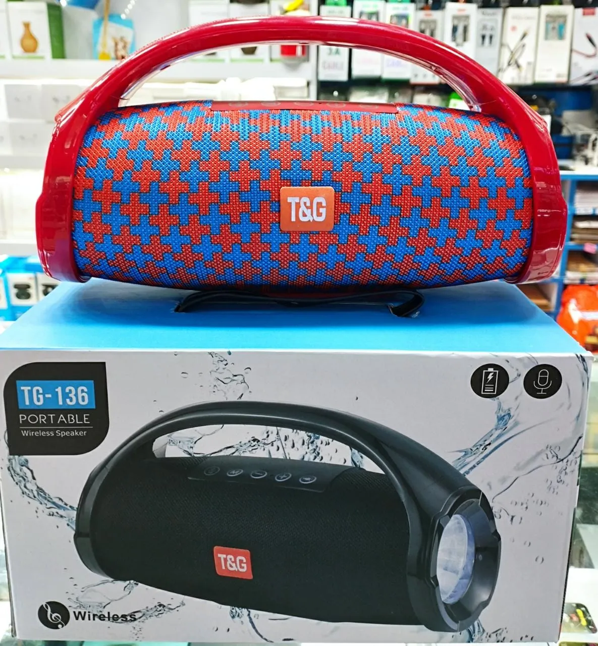 Parlante Bluetooth TyG Portable Wireless Speaker Azul Con Rojo