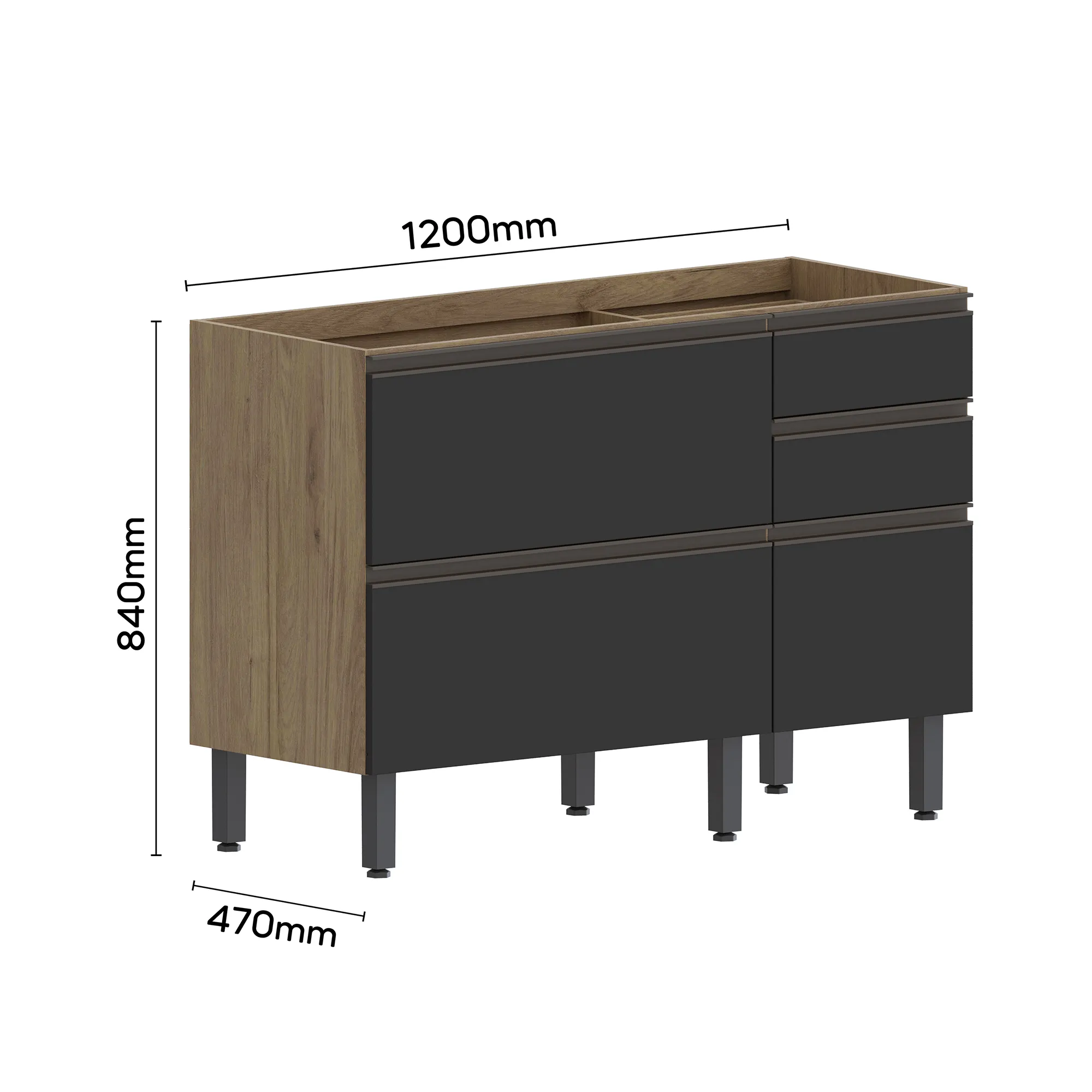 Mueble Inferior Cocina 120cm Sin Mesón - Gris