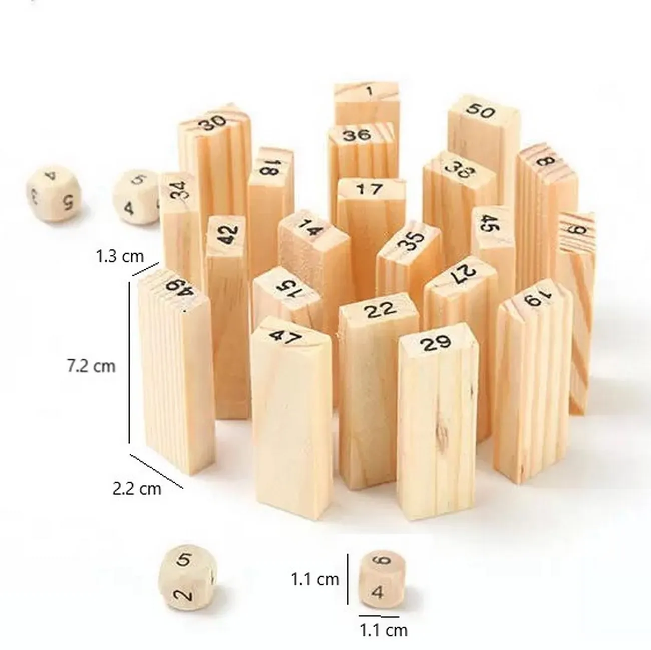 Jenga Tipo Torre Grande Madera Bloques 48pc Dados Juego Mesa