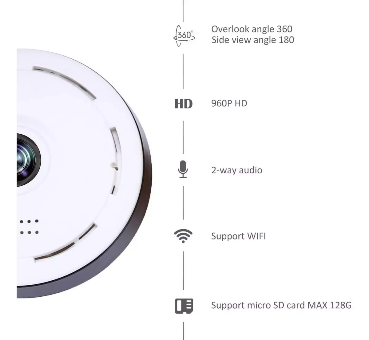 Cámara Ip Wifi Seguridad 360 Grados 3d 960p Super Precio