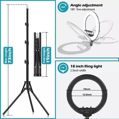 Aro De Luz Led Flash 45 Cm Fotografía Selfie Con Trípod 2 Metros