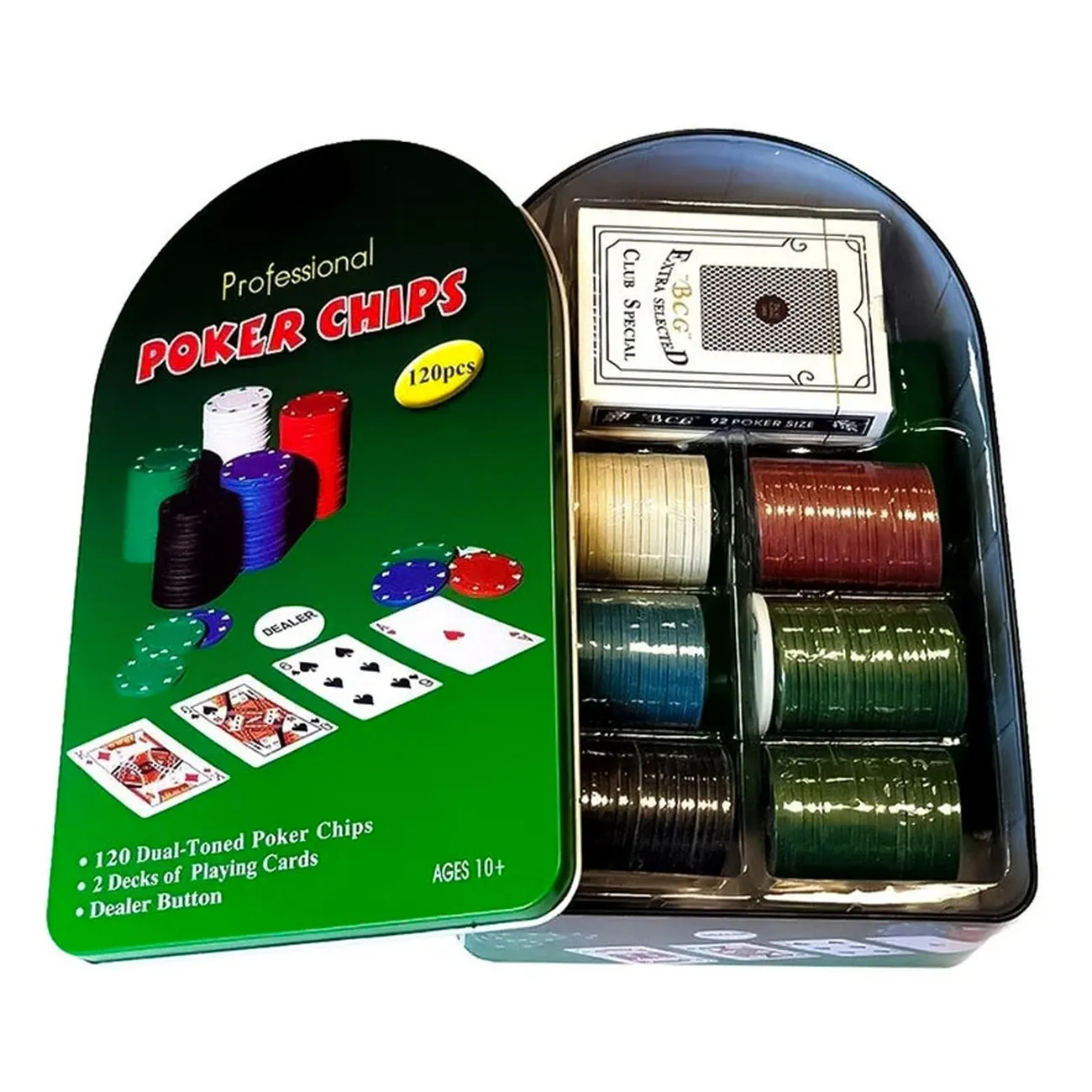 Set Poker Juego De Mesa 120 Fichas + Naipes Y Mantel