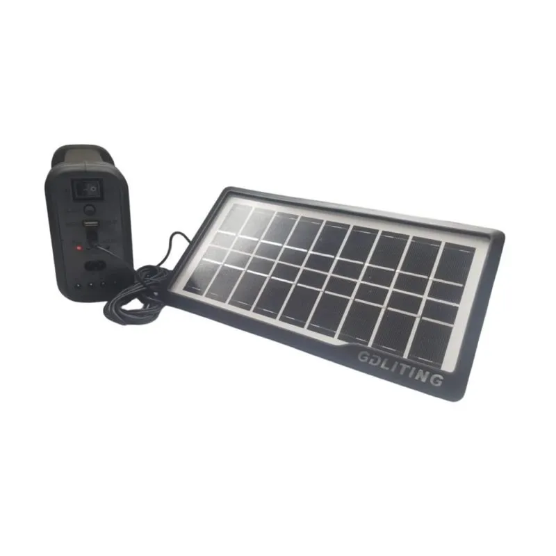 Sistema de Iluminacion Portatil Panel Solar 4 Bombillos Linterna Bateria Cargador GDLITE GD-8017A