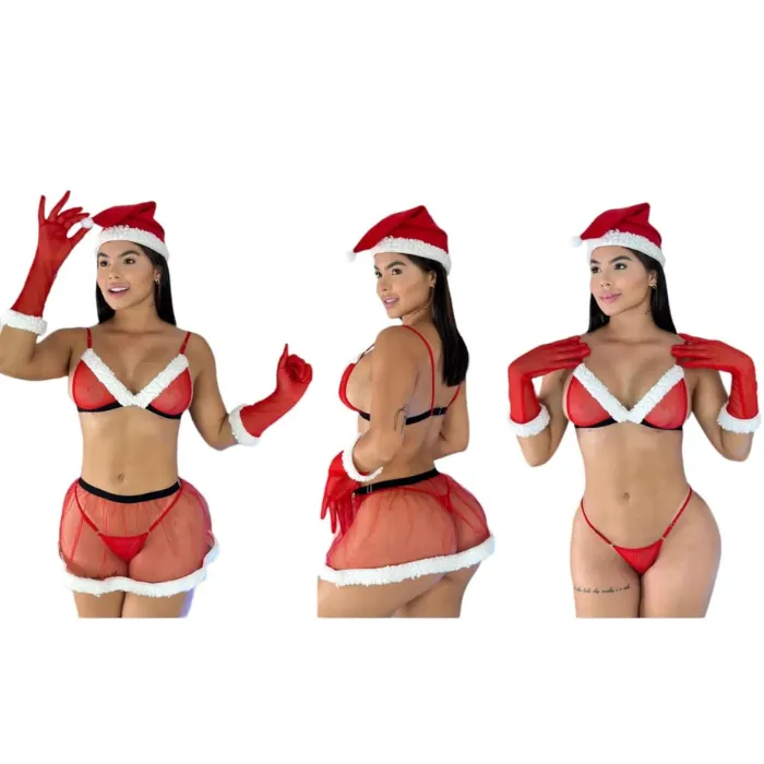 Disfraz Sexy De Mama Noel Lencería Conjunto Erotico Ropa Interior De Navidad