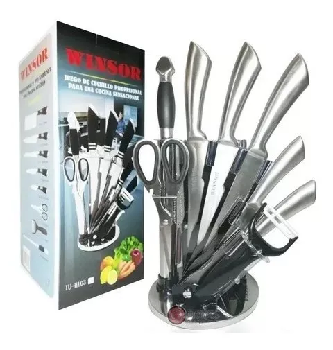 Set Juego Cuchillos 9 Piezas Winsor Acero Inoxidable Profesionales