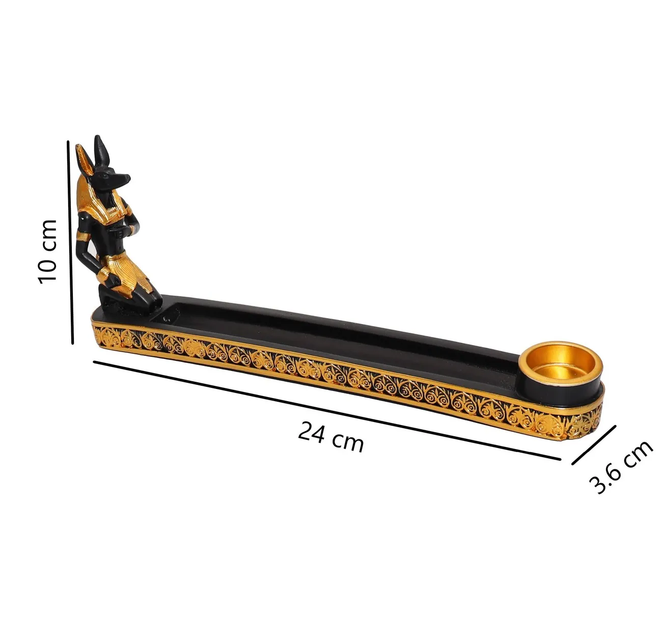 Porta Incienso Egipcio Dios Anubis + Varitas De Incienso