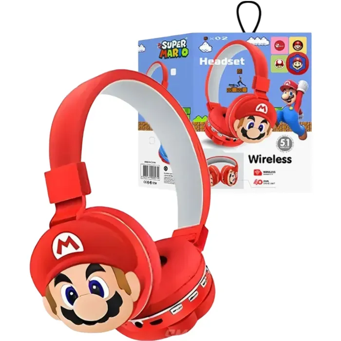 Audifonos Personajes Bluetooth Y Microfono Para Niños Mario Bross